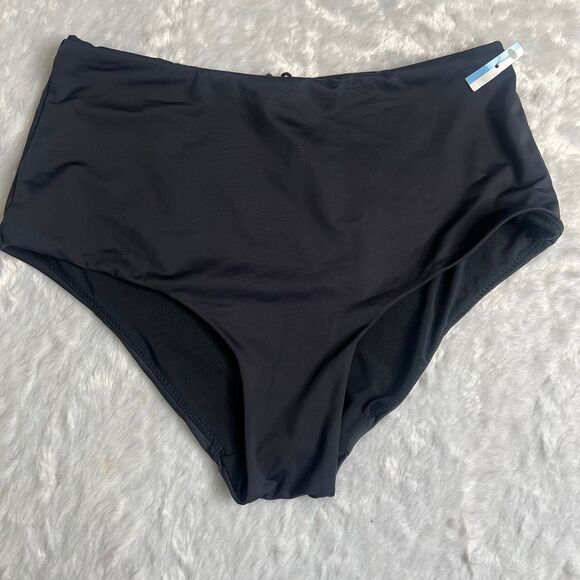 Good American Womens Black Matte Good Boy Short Bikini Bottom Size 2 Medium NWOT - Picture 2 of 4